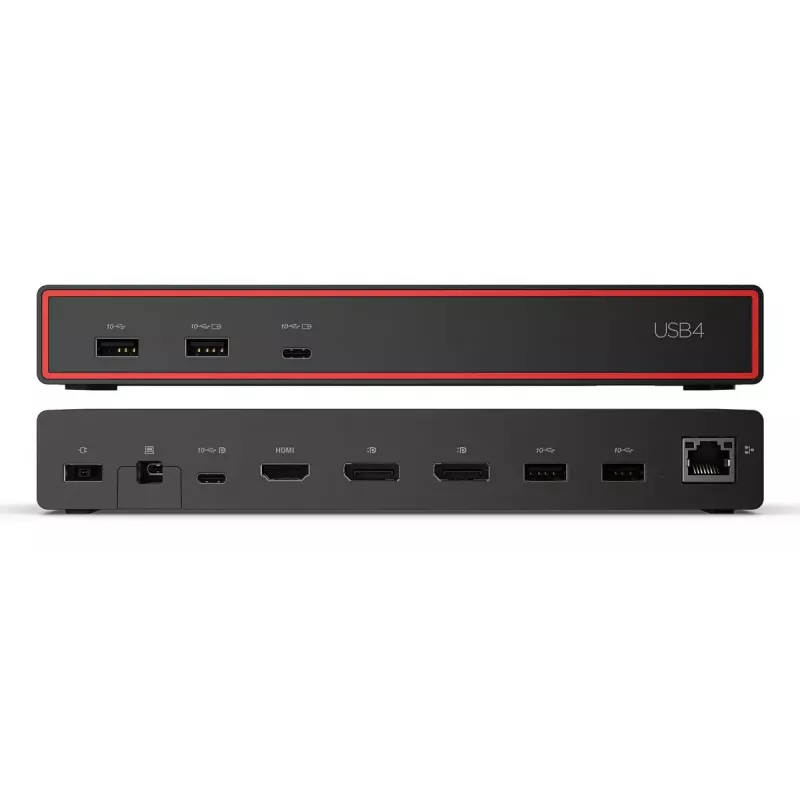 Docking station Lenovo ThinkPad USB4 Dock 5000 — com fios Thunderbolt 4, 65 W PD, 3840×2160, HDMI, 4× USB-A, Gigabit Ethernet, preto