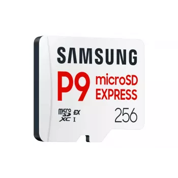 Cartão de memória microSDXC Samsung P9 Express 256 GB — UHS-I, velocidade de leitura 800 MB/s, V30, U1, durável
