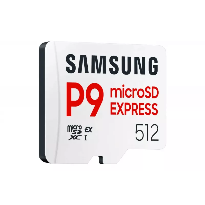 Cartão de memória microSDXC Samsung P9 Express 512 GB, UHS-I, leitura 800 MB/s, V30, U1, branco