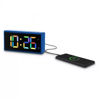 Despertador digital Hama Ibiza azul LCD pilha USB 150x34x73mm