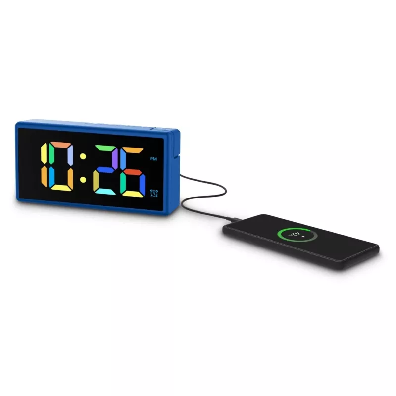 Despertador digital Hama Ibiza azul LCD pilha USB 150x34x73mm