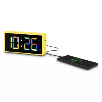 Despertador digital Hama Ibiza amarelo LCD pilha USB