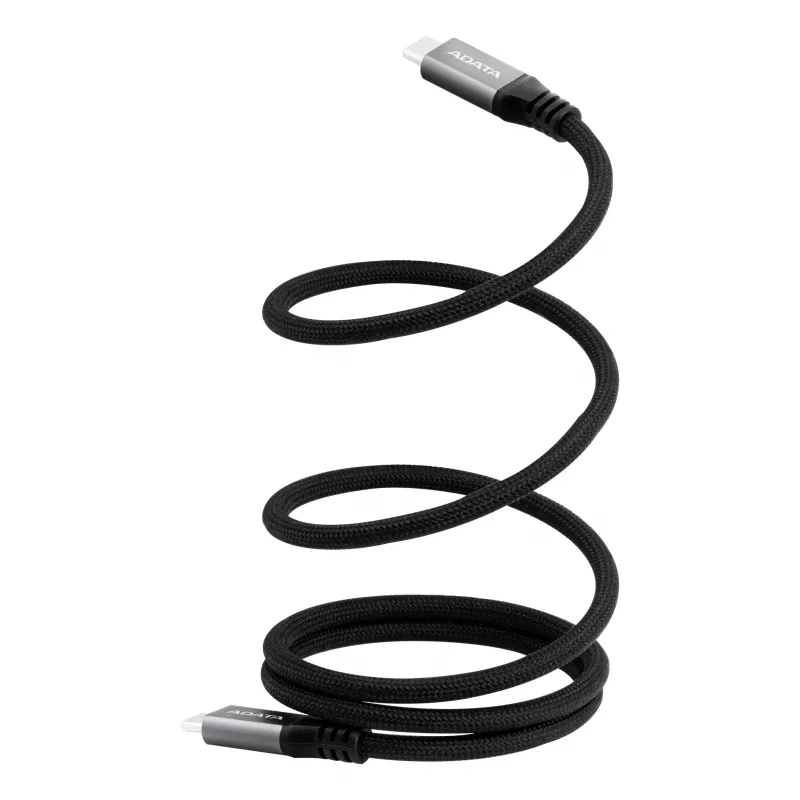 Cabo de dados USB C para USB C ADATA CACCU3-100W-100AN-BK — USB 3.2 Gen 2 (10 Gbit/s), 1 m, preto