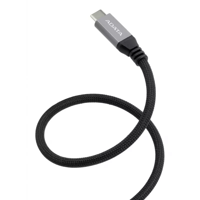 Cabo de dados USB C para USB C ADATA CACCU3-100W-100AN-BK — USB 3.2 Gen 2 (10 Gbit/s), 1 m, preto