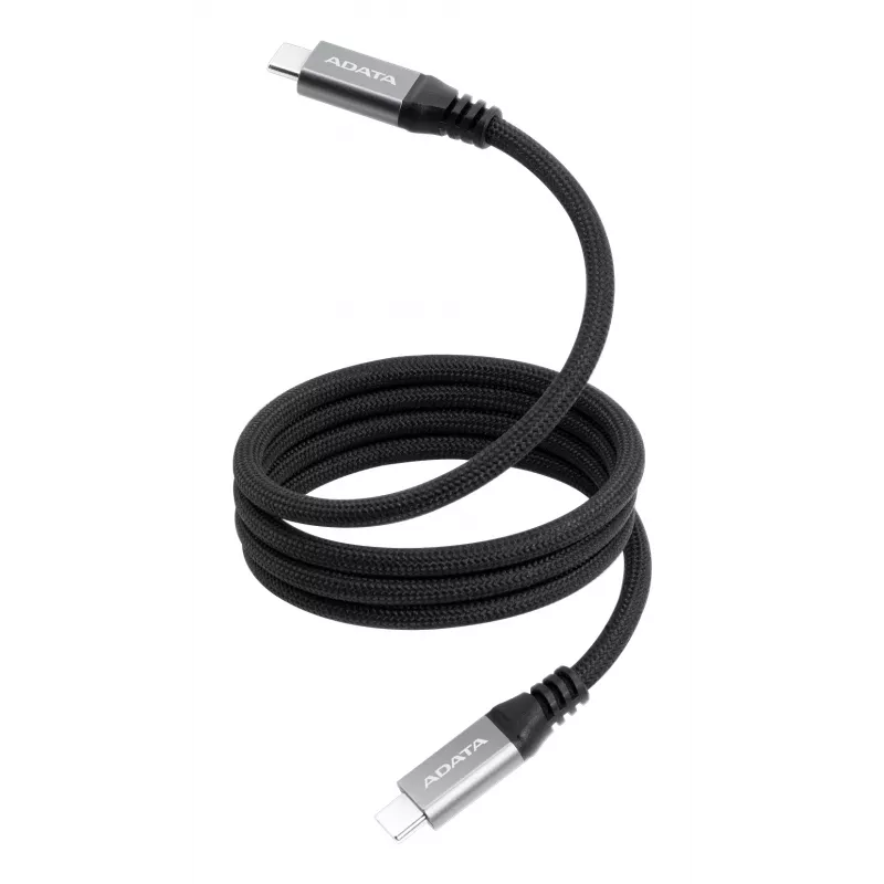 Cabo de dados USB C para USB C ADATA CACCU3-100W-100AN-BK — USB 3.2 Gen 2 (10 Gbit/s), 1 m, preto