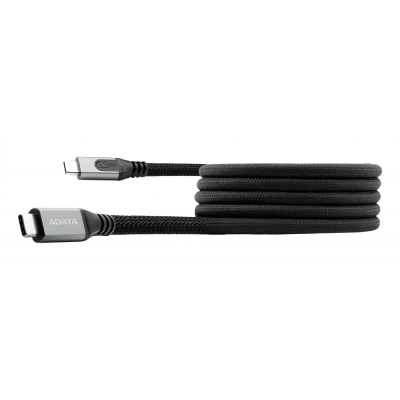 Cabo de dados USB C para USB C ADATA CACCU3-100W-100AN-BK — USB 3.2 Gen 2 (10 Gbit/s), 1 m, preto