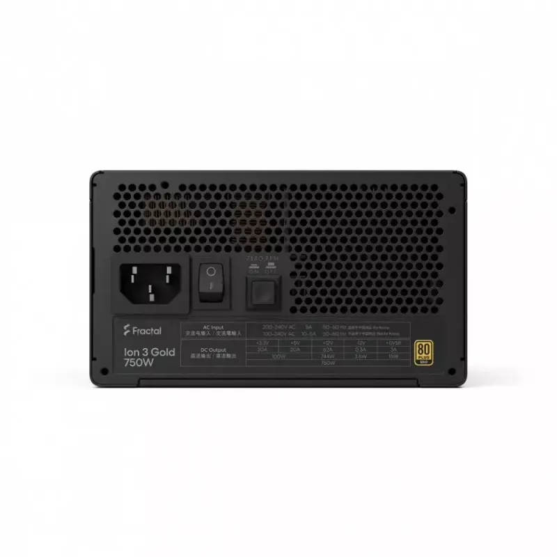 Fonte de alimentação Fractal Design FDE Ion 3 GOLD 750W 80+ GOLD preta, modular ATX, 750W de potência de saída
