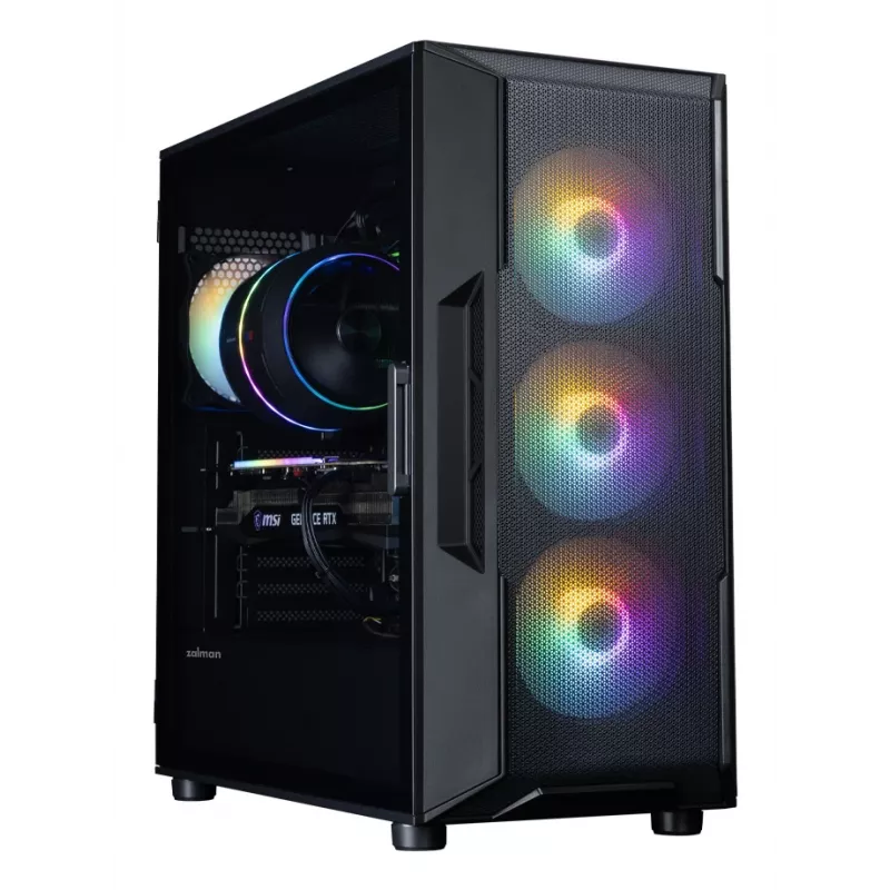 Caixa de PC Mid-Tower ZALMAN I3 NEO V2, preta, 4 ventoinhas RGB, suporte ATX/microATX