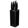 Conjunto de facas de cozinha Smile SNS-6 – bloco preto de 6 peças, 5 facas com lâminas pretas antiaderentes, cabos soft-touch em plástico preto