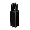 Conjunto de facas de cozinha Smile SNS-6 – bloco preto de 6 peças, 5 facas com lâminas pretas antiaderentes, cabos soft-touch em plástico preto