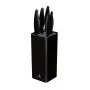 Conjunto de facas de cozinha Smile SNS-6 – bloco preto de 6 peças, 5 facas com lâminas pretas antiaderentes, cabos soft-touch em plástico preto