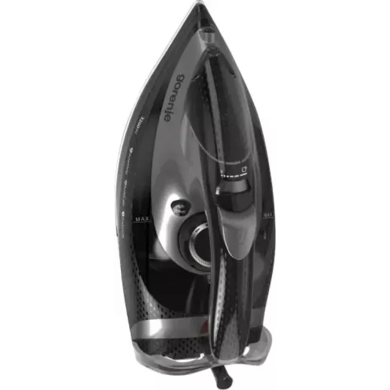 Ferro de engomar a vapor Gorenje SIH3200BKS — 3200 W, base cerâmica, depósito de 0,42 l, golpe de vapor de 250 g/min, vapor vertical
