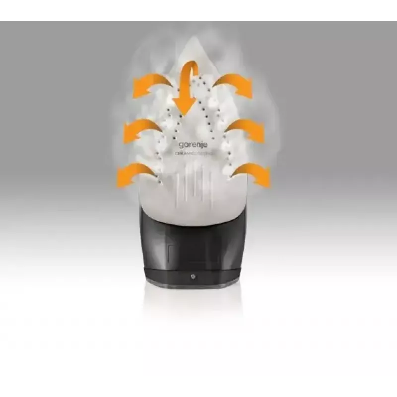 Ferro de engomar a vapor Gorenje SIH3200BKS — 3200 W, base cerâmica, depósito de 0,42 l, golpe de vapor de 250 g/min, vapor vertical