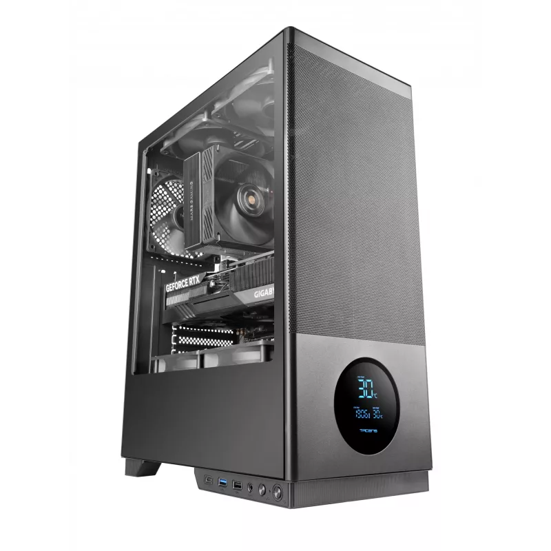 Caixa de computador Tacens 2SAGITTA20 Midi Tower, preta, 3 ventoinhas de 120 mm