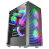 Mars Gaming MC-F Preto, semitorre Gaming ATX, janela lateral em vidro temperado, frente em malha metálica, 4 ventoinhas ARGB de 120mm