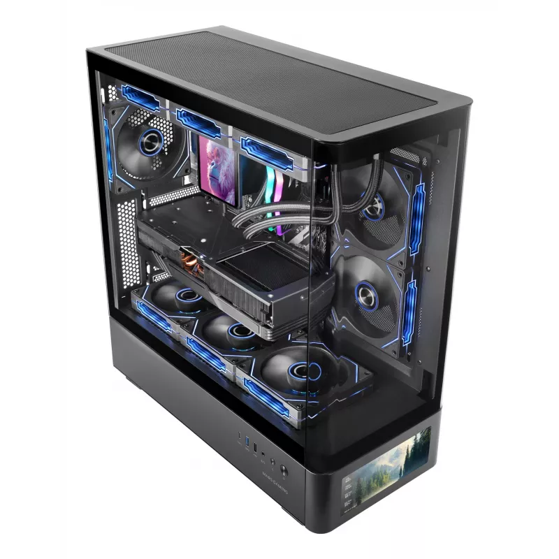 Caixa de PC TACENS Mars Gaming MCLCDPRO Midi Tower – Preto, ecrã IPS de 7,2 polegadas, fonte de alimentação em baixo, suporte ATX/Micro‑ATX/Mini‑ITX