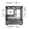 Caixa de PC TACENS Mars Gaming MCLCDPRO Midi Tower – Preto, ecrã IPS de 7,2 polegadas, fonte de alimentação em baixo, suporte ATX/Micro‑ATX/Mini‑ITX