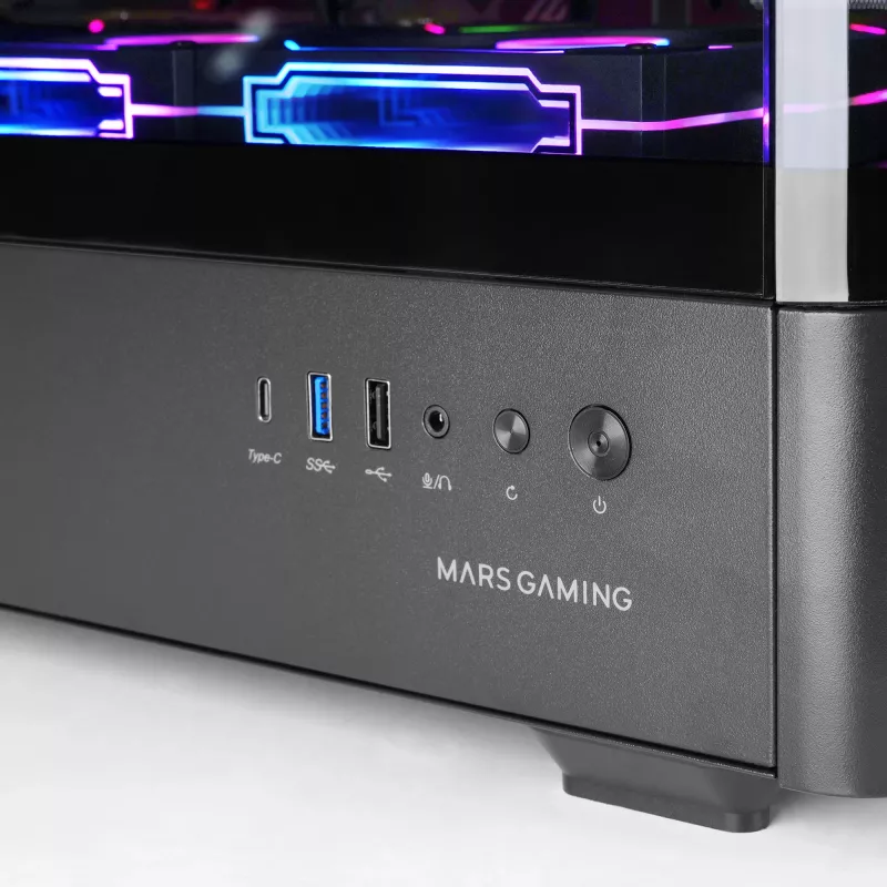Caixa de PC TACENS Mars Gaming MCLCDPRO Midi Tower – Preto, ecrã IPS de 7,2 polegadas, fonte de alimentação em baixo, suporte ATX/Micro‑ATX/Mini‑ITX
