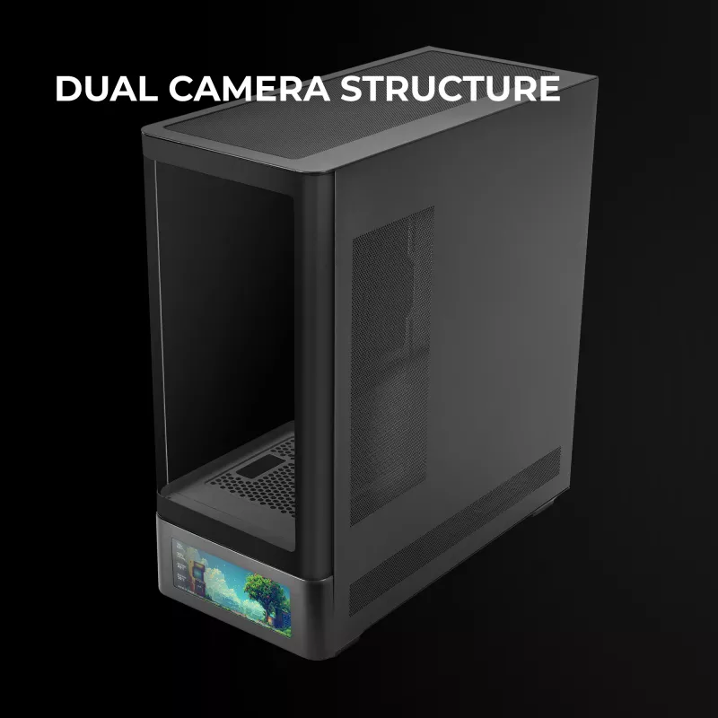 Caixa de PC TACENS Mars Gaming MCLCDPRO Midi Tower – Preto, ecrã IPS de 7,2 polegadas, fonte de alimentação em baixo, suporte ATX/Micro‑ATX/Mini‑ITX