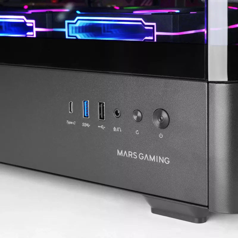 Caixa de PC TACENS Mars Gaming MCLCDPRO Midi Tower – Preto, ecrã IPS de 7,2 polegadas, fonte de alimentação em baixo, suporte ATX/Micro‑ATX/Mini‑ITX