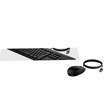 Conjunto de rato e teclado com fios HP 225, tamanho completo, USB, preto