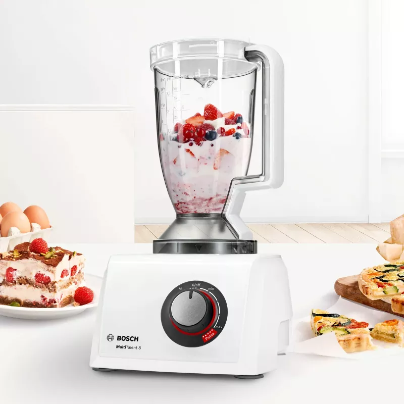 Robot de cozinha Bosch MC812W501 — 1000 W, tigela de 3,9 L, branco, lâminas de aço inoxidável