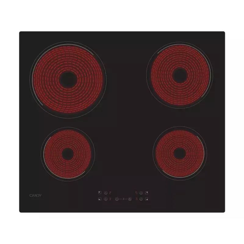 Placa vitrocerâmica de encastrar CANDY CH64CCB/4U2 — 4 zonas, controlo tátil, 59×52 cm, preto