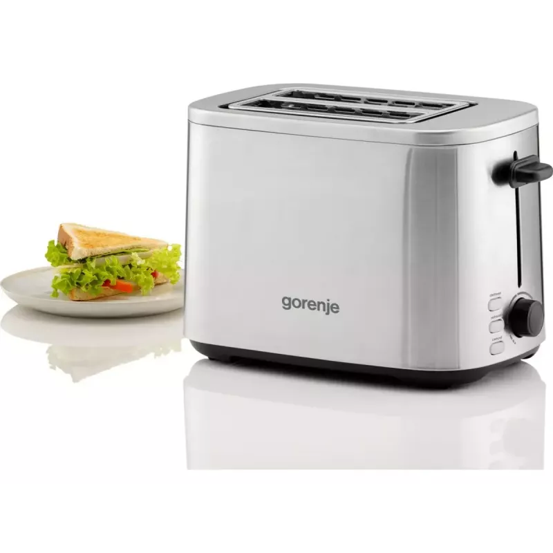 Torradeira Gorenje T800DS – torradeira de aço inoxidável de 2 ranhuras, modelo doméstico compacto