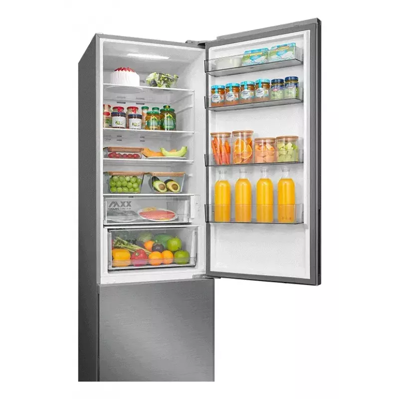 Combinado frigorífico-congelador independente Midea MDRB600MME46, 443 L totais, 313 L de frigorífico (No Frost), 130 L de congelador, classe E, aço inoxidável
