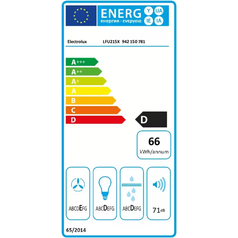 Electrolux LFU215X exaustor de montagem sob armário, 50 cm, 272 m³/h, 3 velocidades, iluminação LED, classe energética D, aço inoxidável