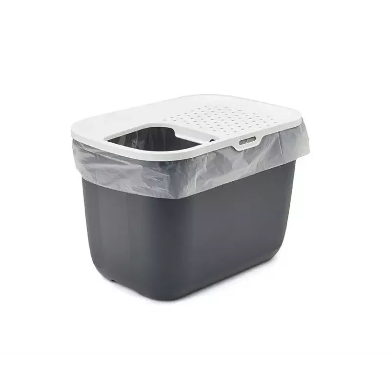 Savic Hop caixa de areia para gatos, antracite/branca, 58,5 x 39 x 39,5 cm