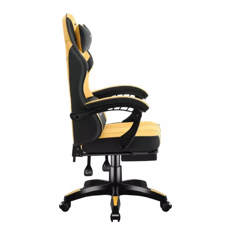 Cadeira gaming huzaro Force 3.7 — cadeira giratória ergonómica high-back, assento amarelo, braços ajustáveis, altura 107,5–116,5 cm