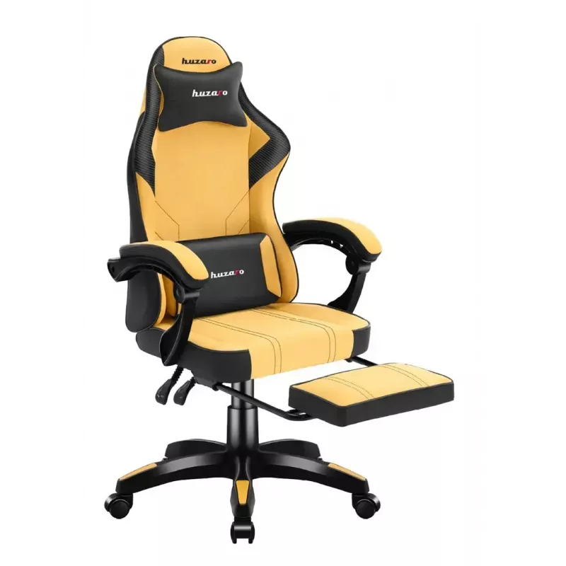 Cadeira gaming huzaro Force 3.7 — cadeira giratória ergonómica high-back, assento amarelo, braços ajustáveis, altura 107,5–116,5 cm