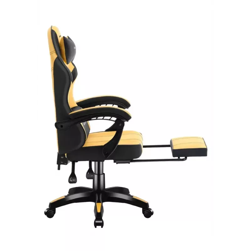 Cadeira gaming huzaro Force 3.7 — cadeira giratória ergonómica high-back, assento amarelo, braços ajustáveis, altura 107,5–116,5 cm
