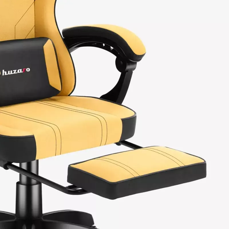 Cadeira gaming huzaro Force 3.7 — cadeira giratória ergonómica high-back, assento amarelo, braços ajustáveis, altura 107,5–116,5 cm