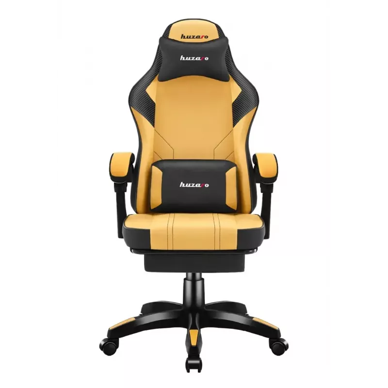 Cadeira gaming huzaro Force 3.7 — cadeira giratória ergonómica high-back, assento amarelo, braços ajustáveis, altura 107,5–116,5 cm