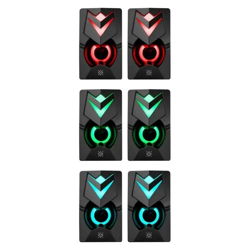 Altifalantes para PC DEFENDER J4 2.0 6W LED USB, 3,5 mm, 90–20000 Hz, preto