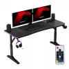 Secretária gaming huzaro Hero 4.6 RGB — tampo retangular preto 1600×600 mm, altura 560–790 mm, pernas em H, iluminação RGB