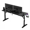Secretária gaming huzaro Hero 4.6 RGB — tampo retangular preto 1600×600 mm, altura 560–790 mm, pernas em H, iluminação RGB