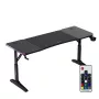 Secretária gaming huzaro Hero 4.6 RGB — tampo retangular preto 1600×600 mm, altura 560–790 mm, pernas em H, iluminação RGB