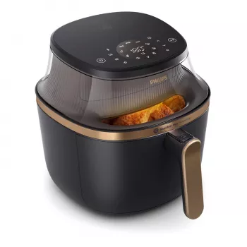 Fritadeira de ar quente Philips 3000 Series NA342/00 — 7,2 L, 2000 W, 16 programas, controlo tátil, preto dourado