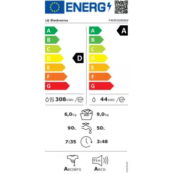 Máquina de lavar e secar LG F4DR509SBW de instalação livre carga frontal preto, branco