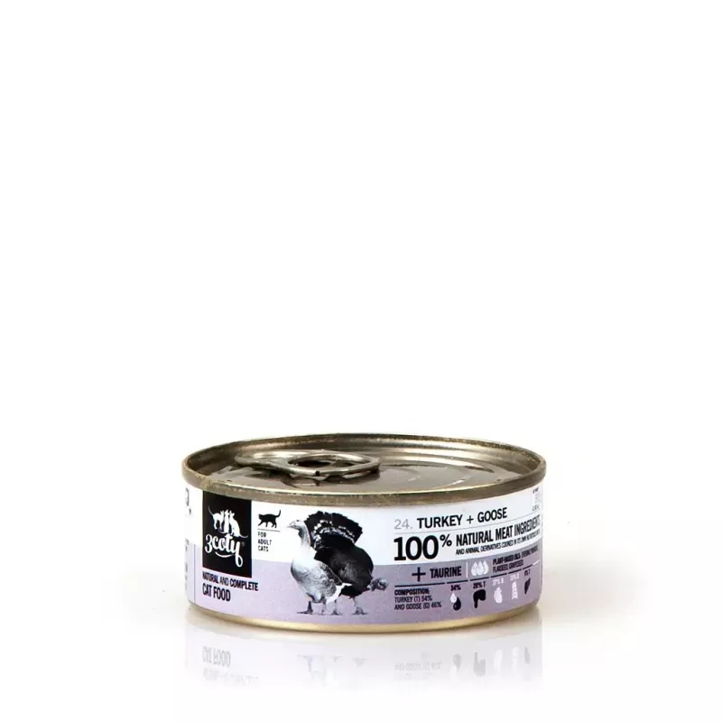 3COTY comida húmida para gatos adultos com peru e ganso, 80 g