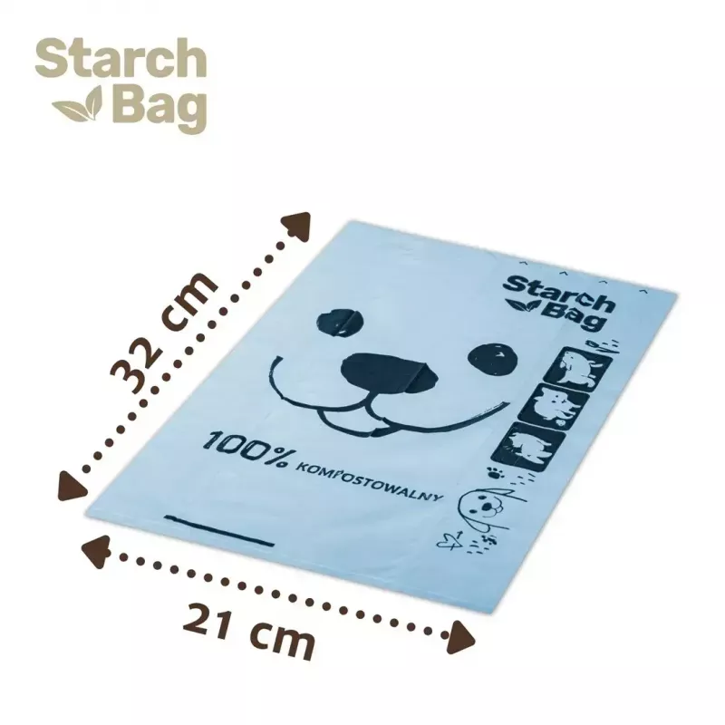 Sacos para dejetos Starch Bag STARCHBAG BIO preto 8×15 unid. sacos de fibra vegetal compostáveis para dejetos de gatos