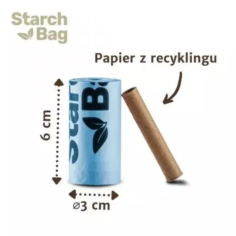 Sacos para dejetos Starch Bag STARCHBAG BIO preto 8×15 unid. sacos de fibra vegetal compostáveis para dejetos de gatos