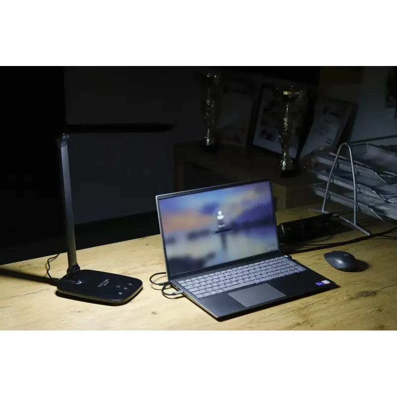 Montis MT042-BK candeeiro de secretária LED, preto, 5,7 W, 230 V + USB