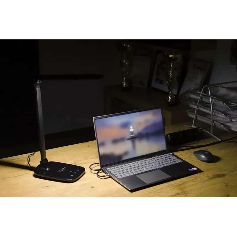 Montis MT042-BK candeeiro de secretária LED, preto, 5,7 W, 230 V + USB