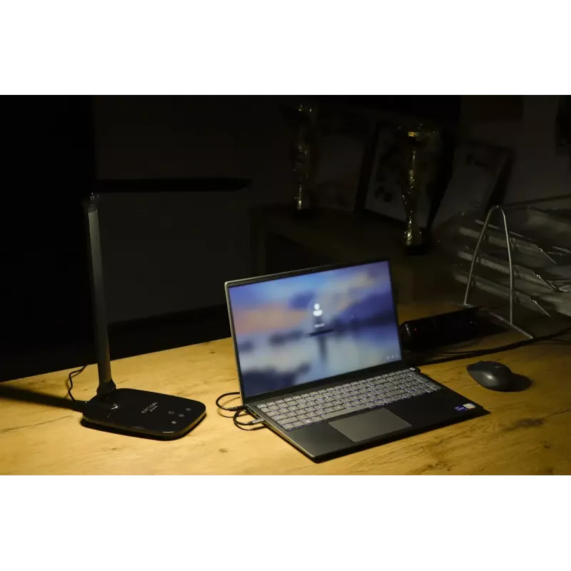 Montis MT042-BK candeeiro de secretária LED, preto, 5,7 W, 230 V + USB