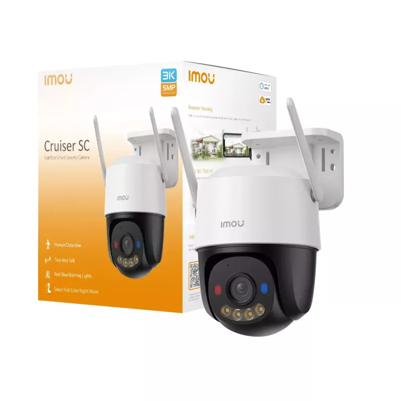 IMOU Cruiser SC 3K IPC-K7FP-5H0WE câmara de segurança IP tipo torre, 5 MP (2880×1620), Wi-Fi e LAN, interior e exterior, rotação/inclinação, visão noturna de 30 m, branca
