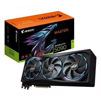 Placa gráfica GIGABYTE AORUS GeForce RTX 5090 MASTER 32G - 32 GB GDDR7, 512 Bit, PCI-E 5.0, 2655 MHz frequência do núcleo, 3x DP 2.1a, 1x HDMI 2.1b, GV-N5090AORUS M-32GD
